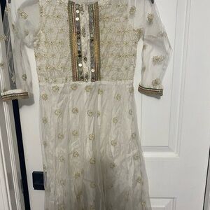 Embroidered Dress with Gold Accents minnie minors Pakistani girl dress
